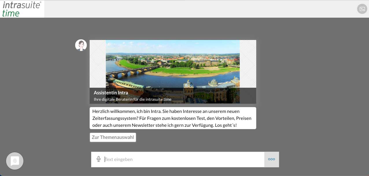 Chatfenster des Zeiterfassungssystems intrasuite time von Intrakey