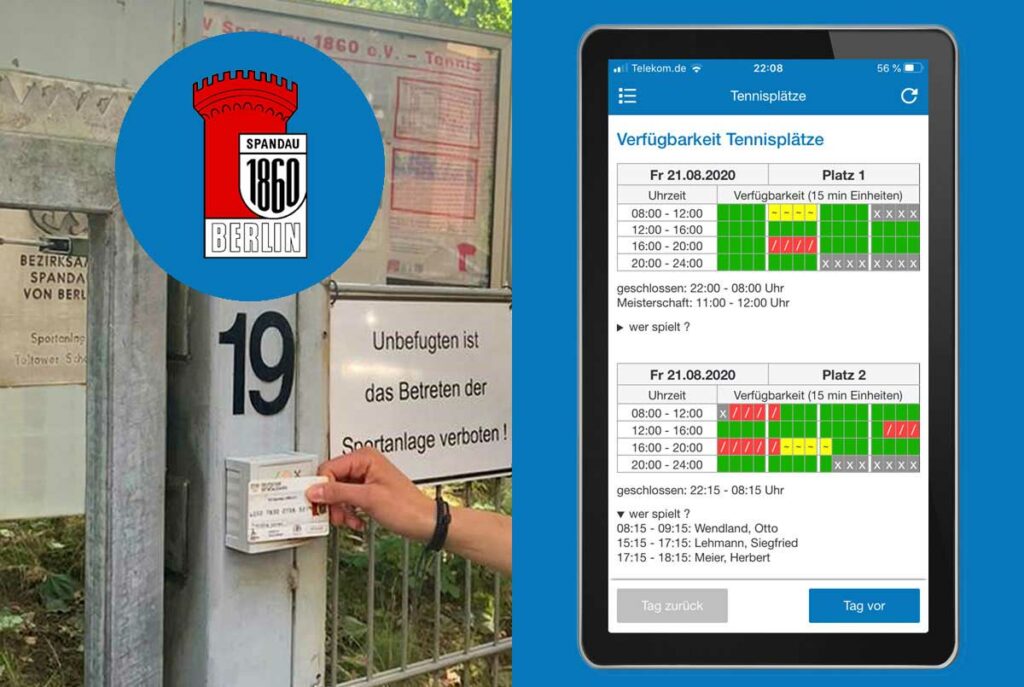 Öffnung Tennisanlage per Sportausweis und Buchung Tennisplätze per IntraKey App